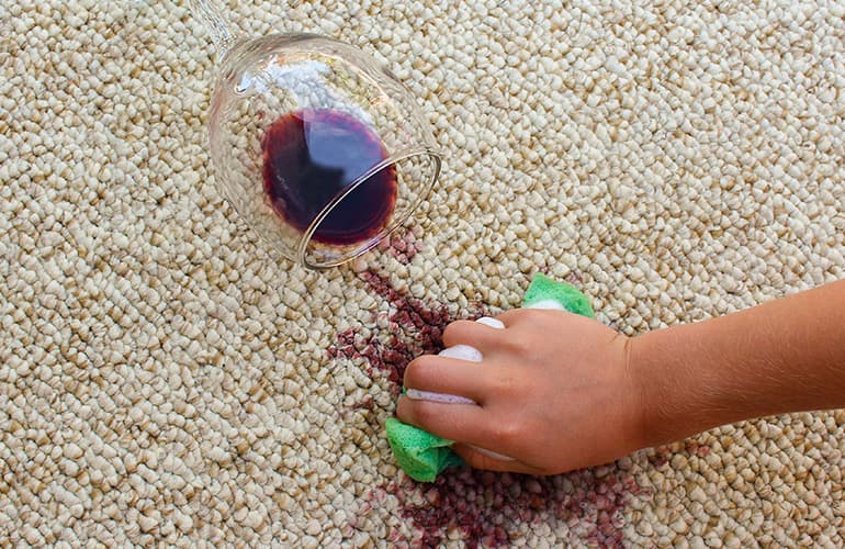 Dealing with a wine stain on a carpet